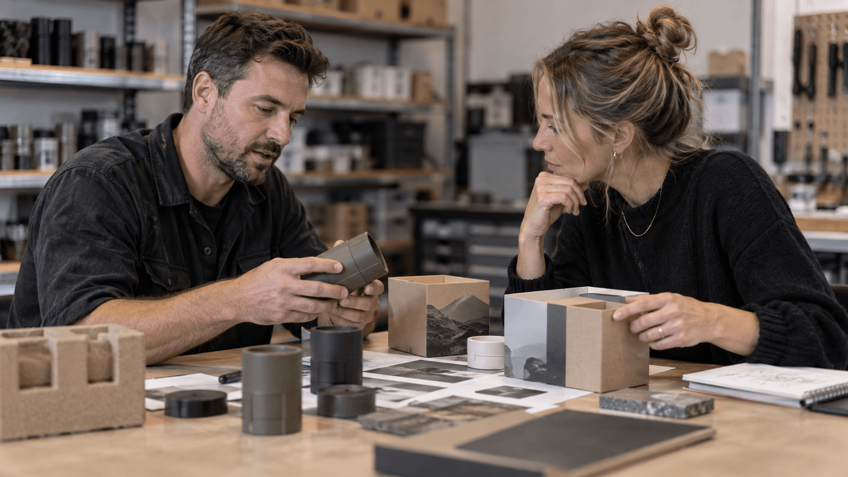 New Zealand founder and strategist examining product and packaging samples
