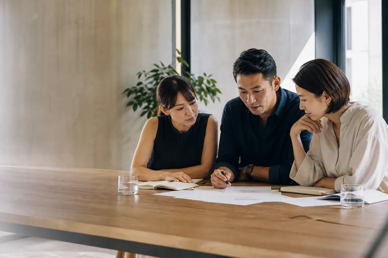Professionals reviewing a project plan