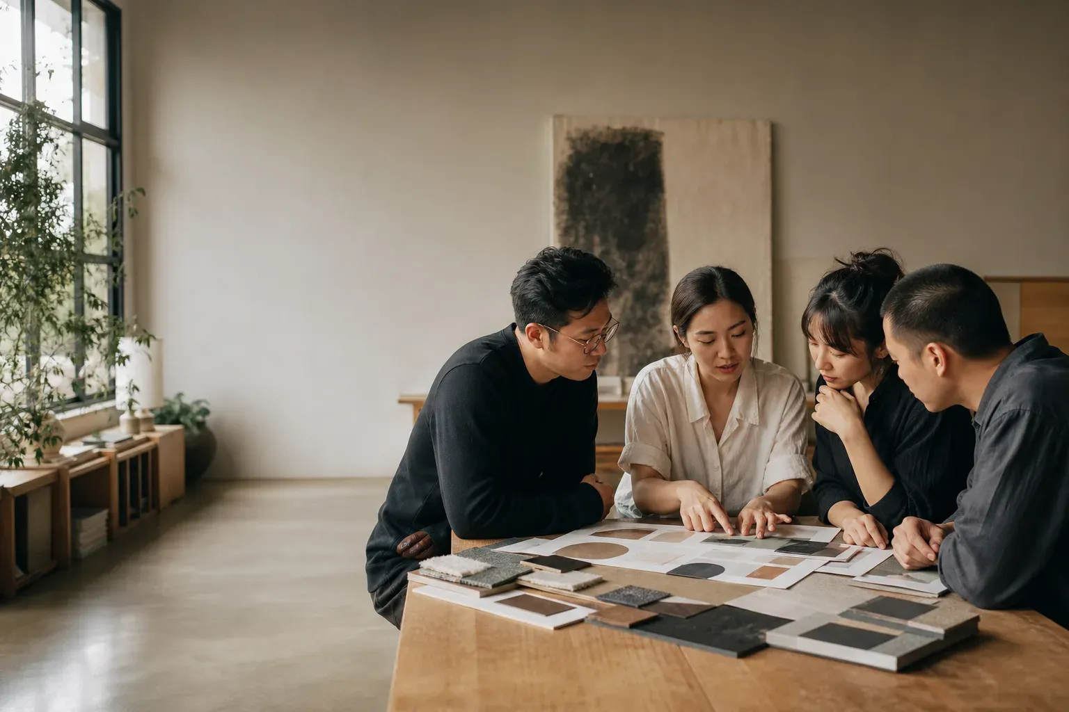 Team reviewing creative work